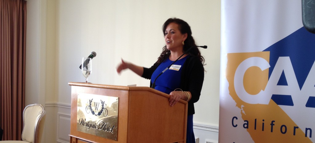 Assemblywoman Lorena Gonzalez speaks at the California Apartment Association-San Diego's first Legislative District Leadership Breakfast at the Westgate Hotel.