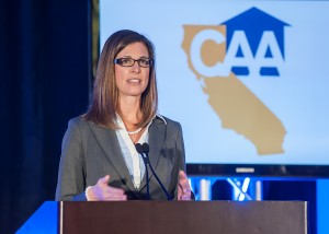Photo by Bob Knapik Assembly Republican Leader Kristin Olsen addresses members of CAA during its 2015 Legislative Conference on Tuesday in downtown Sacramento.